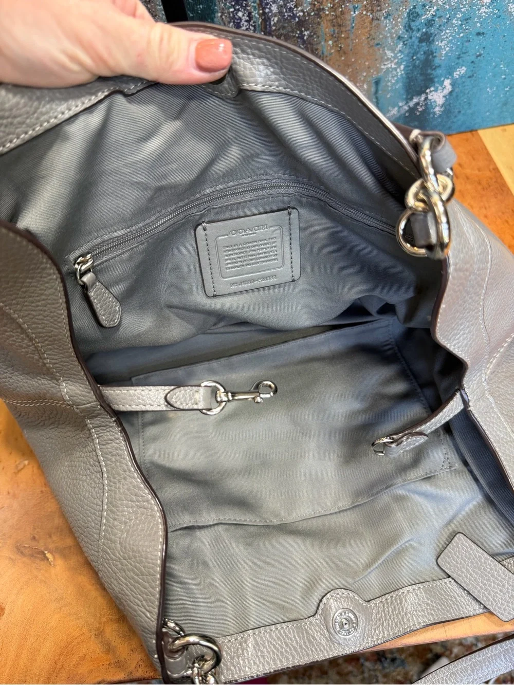 Coach 2018 Classic Lexy Shoulder Bag Pewter Gray Pebbled Leather Hobo